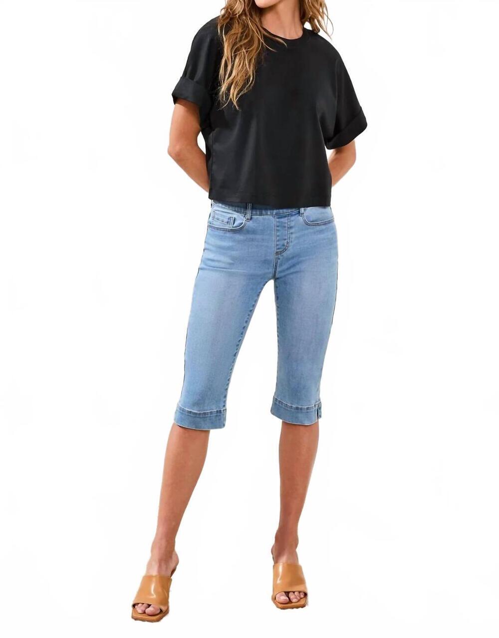 NEW TRIBAL audrey boundless pull on pedal pusher jeans in coastal blue